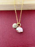 Gold Peach Charm Necklace, Initial Charm, Girlfriend Gift