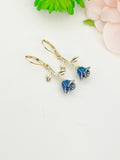 Gold Blue Rose Earrings, N3108