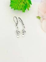 Silver Treble Music Note Earrings, School Band, Music Teacher Gift, Music Melody Gift, N3342A