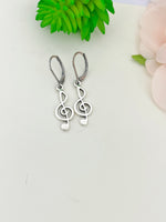 Silver Treble Music Note Earrings, School Band, Music Teacher Gift, Music Melody Gift, N3342A