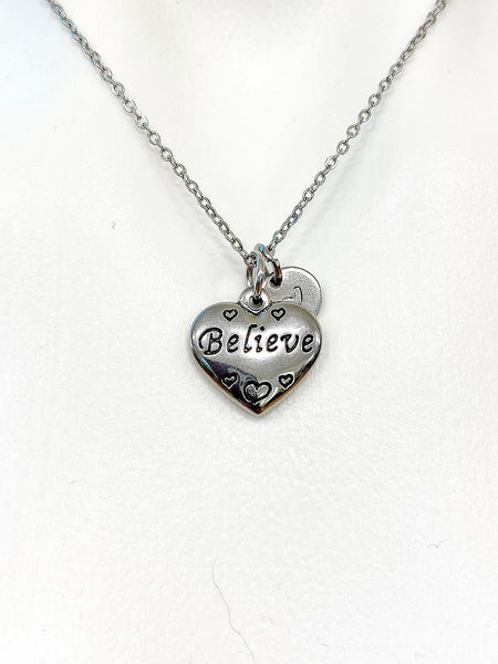 Stainless Steel Believe Heart Charm Necklace Best Seller Christmas Gifts, N1919