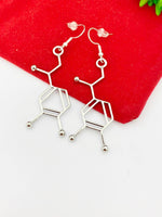 Noradrenaline Charm Earrings Molecule Chemistry Science Jewelry Gifts, Hypoallergenic Earrings, N2008