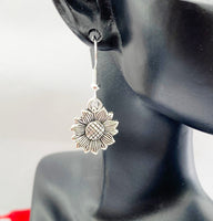 Silver Sunflower Charm Earrings Best Seller Christmas Gifts, Hypoallergenic Earrings, N1900A