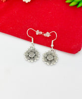 Silver Sunflower Charm Earrings Best Seller Christmas Gifts, Hypoallergenic Earrings, N1900A