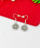 Silver Sunflower Charm Earrings Best Seller Christmas Gifts, Hypoallergenic Earrings, N1900A