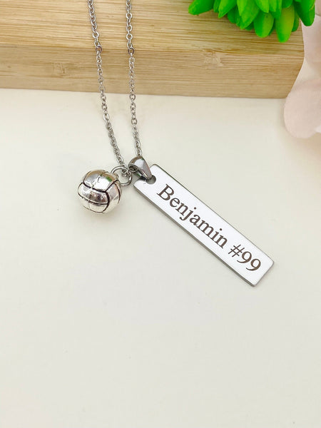 Silver Volleyball Necklace Name, Tag, Badge Number, Best Seller Christmas Gifts for Volleyball Team, D057