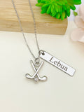 Silver Golf Ball Golf Club Necklace Name, Tag, Badge, Number, Best Seller Christmas Gifts for Golf Coach Team, D060