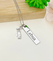 Silver Golf Ball Golf Club Necklace, Name, Tag, Badge, Number, Best Seller Christmas Gifts for Golf Coach Team, D061A
