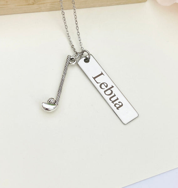 Silver Golf Ball Golf Club Necklace Name, Tag, Badge, Number, Best Seller Christmas Gifts for Golf Coach Team, D062