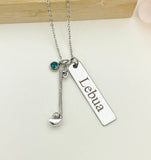 Silver Golf Ball Golf Club Necklace Name, Tag, Badge, Number, Best Seller Christmas Gifts for Golf Coach Team, D062A