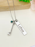 Silver Golf Ball Golf Club Necklace Name, Tag, Badge, Number, Best Seller Christmas Gifts for Golf Coach Team, D062A