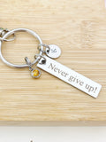 Stainless Steel Never Give Up Keychain Name, Tag, Badge, Number, Best Seller Graduations Gifts, D070A