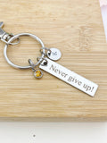 Stainless Steel Never Give Up Keychain Name, Tag, Badge, Number, Best Seller Graduations Gifts, D070A