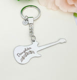 Daughter Guitar Keychain Stainless Steel Music Instrument Gifts, Best Seller Christmas Gifts for Daughter, D073