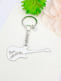 Guitar Son Keychain in Stainless Steel, Music Instrument Gifts, D078
