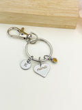 Nina Heart Keychain Stainless Steel, Best Seller Christmas Gifts for Nina Grandmother, D082