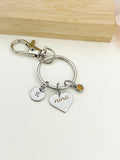 Nina Heart Keychain Stainless Steel, Best Seller Christmas Gifts for Nina Grandmother, D082