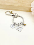 Nina Heart Keychain Stainless Steel, Best Seller Christmas Gifts for Nina Grandmother, D082
