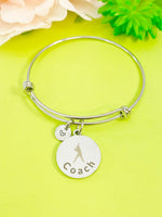 Silver Softball Coach Bracelet, Best Christmas Gifts for Baseball Team, Personalized Customized Monogram Jewelry, D150