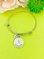 Silver Softball Coach Bracelet, Best Christmas Gifts for Baseball Team, Personalized Customized Monogram Jewelry, D150