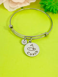 Silver Golf Coach Bracelet, Best Christmas Gifts for Golf Coach Team, Personalized Customized Monogram Jewelry, D153