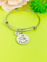 Silver Golf Coach Bracelet, Best Christmas Gifts for Golf Coach Team, Personalized Customized Monogram Jewelry, D153