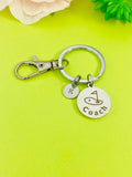 Silver Golf Coach Keychain Best Christmas Gifts for Golf Coach Team, Personalized Customized Monogram Jewelry, D154