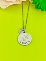 Silver Whistle Coach Necklace, Best Christmas Gifts for Coach, Personalized Customized Monogram Jewelry, D157