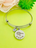 Silver Tennis Coach Bracelet, Best Christmas Gifts for School Sport Coach, Personalized Customized Monogram Jewelry, D160