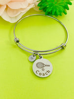 Silver Tennis Coach Bracelet, Best Christmas Gifts for School Sport Coach, Personalized Customized Monogram Jewelry, D160