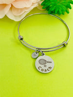 Silver Tennis Coach Bracelet, Best Christmas Gifts for School Sport Coach, Personalized Customized Monogram Jewelry, D160