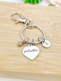 Godmother Heart Keychain Stainless Steel, Best Seller Christmas Gifts for Godmother, D086