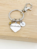 Grandmother Keychain Stainless Steel, Heart, Best Seller Christmas Gifts for Grandmother, D087