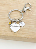 Grandmother Keychain Stainless Steel, Heart, Best Seller Christmas Gifts for Grandmother, D087