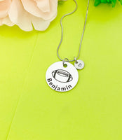 Silver Football Necklace Keychain Bracelet Optional, Best Christmas Gifts, Personalized Customized Monogram Jewelry D168