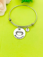 Silver Football Bracelet Keychain Necklace Optional, Best Christmas Gifts, Personalized Customized Monogram Jewelry, D170