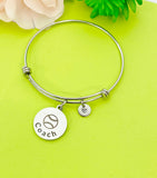 Silver Baseball Ball Coach Bracelet Keychain Necklace Optional, Best Christmas Gifts for Coach, Personalized Jewelry, D179