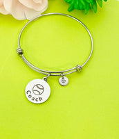 Silver Baseball Ball Coach Bracelet Keychain Necklace Optional, Best Christmas Gifts for Coach, Personalized Jewelry, D179