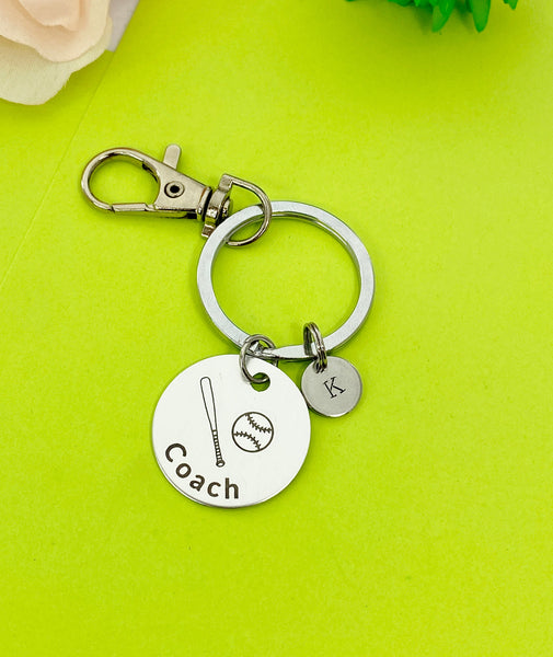 Silver Baseball Bat Ball Coach Keychain Bracelet Necklace Optional, Best Christmas Gifts for Coach, Personalized Jewelry, D183