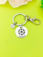 Silver Soccer Keychain Bracelet Necklace Optional, Best Christmas Gifts, Personalized Customized Monogram Jewelry, D187