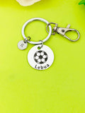 Silver Soccer Keychain Bracelet Necklace Optional, Best Christmas Gifts, Personalized Customized Monogram Jewelry, D187