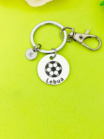 Silver Soccer Keychain Bracelet Necklace Optional, Best Christmas Gifts, Personalized Customized Monogram Jewelry, D187