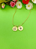 Gold Volleyball Necklace Bracelet Keychain Optional, Best Christmas Gifts, Personalized Customized Monogram Jewelry, D206