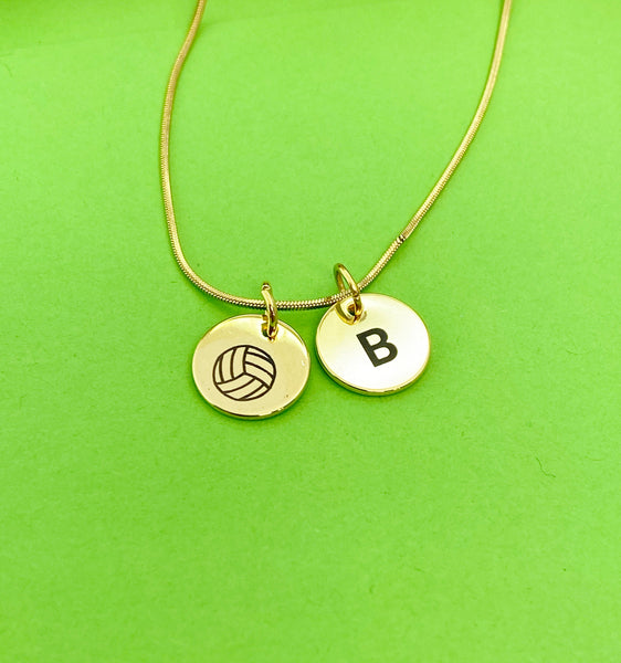 Gold Volleyball Necklace Bracelet Keychain Optional, Best Christmas Gifts, Personalized Customized Monogram Jewelry, D206