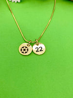 Gold Soccer Necklace Bracelet Keychain Optional, Best Christmas Gifts, Personalized Customized Monogram Jewelry, D212