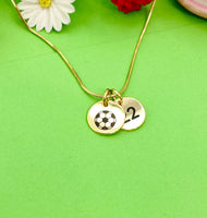 Gold Soccer Necklace Bracelet Keychain Optional, Best Christmas Gifts, Personalized Customized Monogram Jewelry, D212