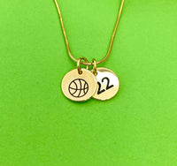 Gold Basketball Necklace Bracelet Keychain Optional, Best Christmas Gifts, Personalized Customized Monogram Jewelry, D213