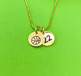 Gold Basketball Necklace Bracelet Keychain Optional, Best Christmas Gifts, Personalized Customized Monogram Jewelry, D213