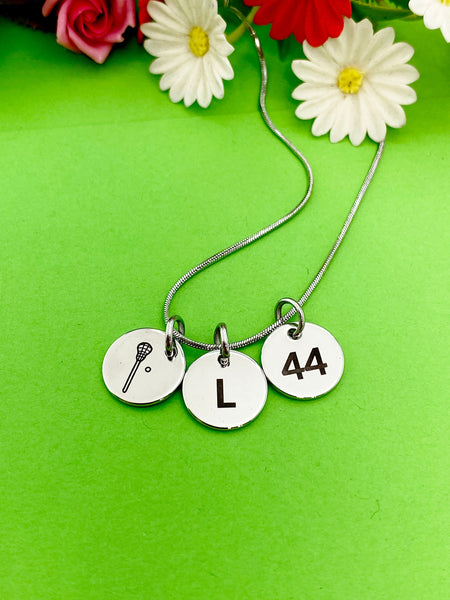 Silver Lacrosse Necklace Bracelet Keychain Optional Best Christmas Gifts, Personalized Customized Monogram Jewelry D220