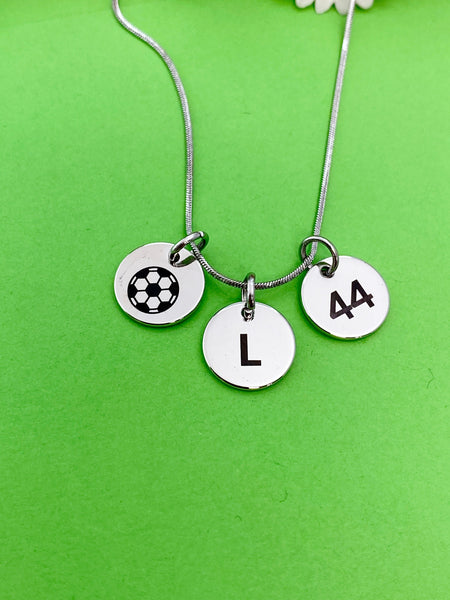 Silver Soccer Necklace Bracelet Keychain Optional Best Christmas Gifts, Personalized Customized Monogram Jewelry D222